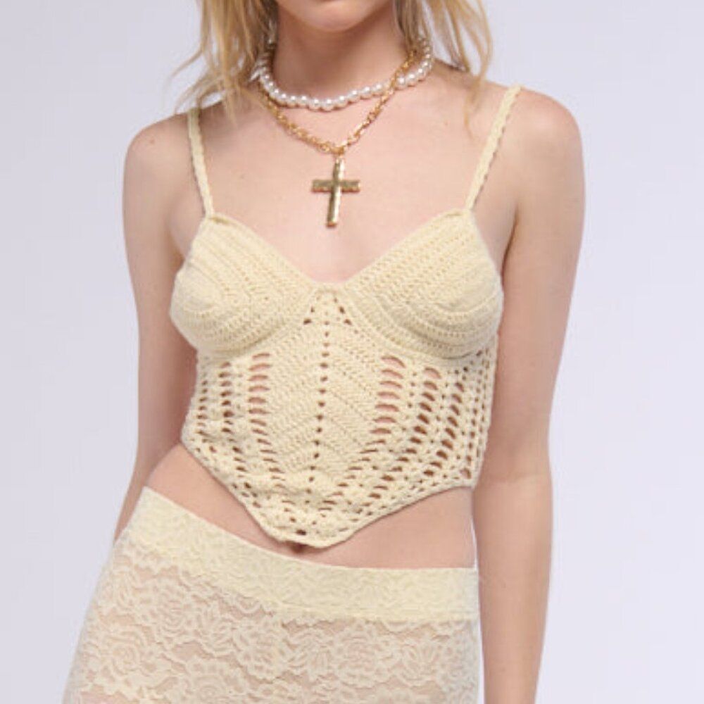 NWT Akira Cream CROCHET TANK -Size Small - Picture 5 of 8